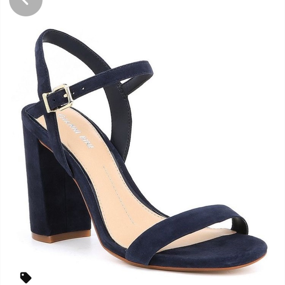 Gianni Bini navy blue suede block heel sandal